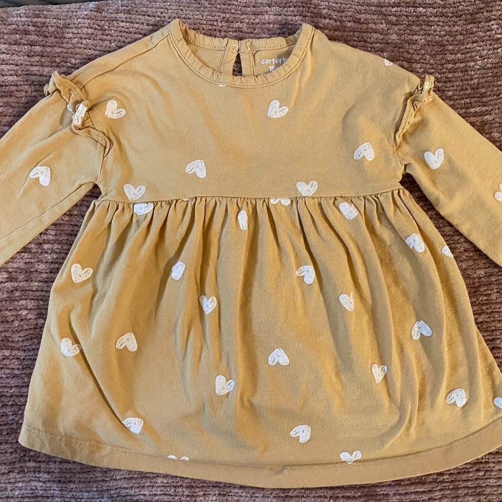 carter’s dark yellow/gold dress with white heart details 18M